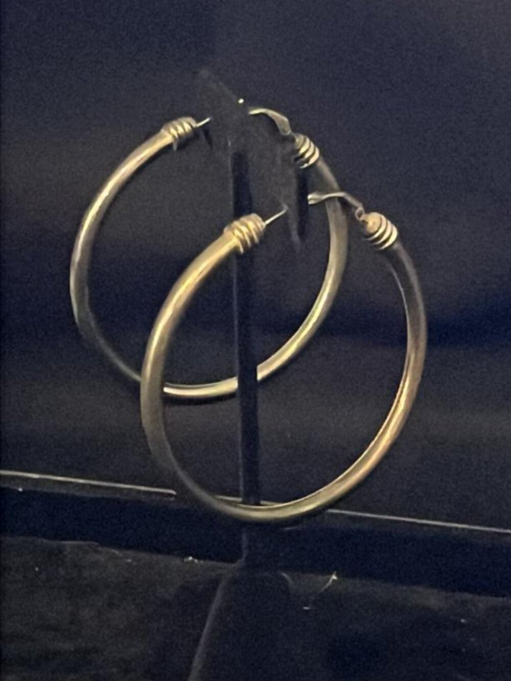 2" Thick Round Silver Tone Hoop Earrings